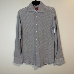 Znt18 Zanetti Cadiz Medallion Print Long Sleeve Trim Fit Shirt  14.5 32/33 Small